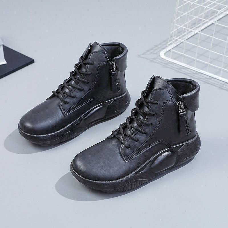 Damen Sneaker High-Top Modisch Reißverschluss Schwarz