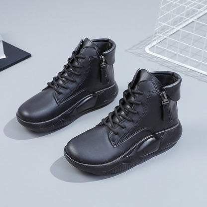 Damen Sneaker High-Top Modisch Reißverschluss Schwarz