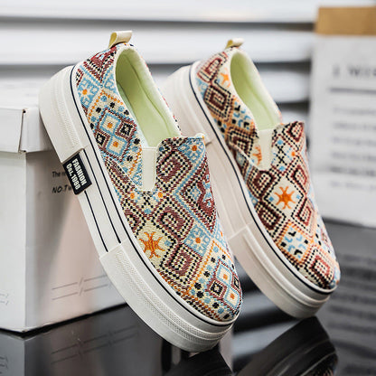 Damen Sneaker Slip-On Modisch Gewebt Einzigartig