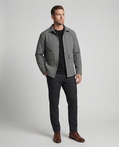 Herren Steppjacke Gesteppt mit Karosteppe und Taschen
