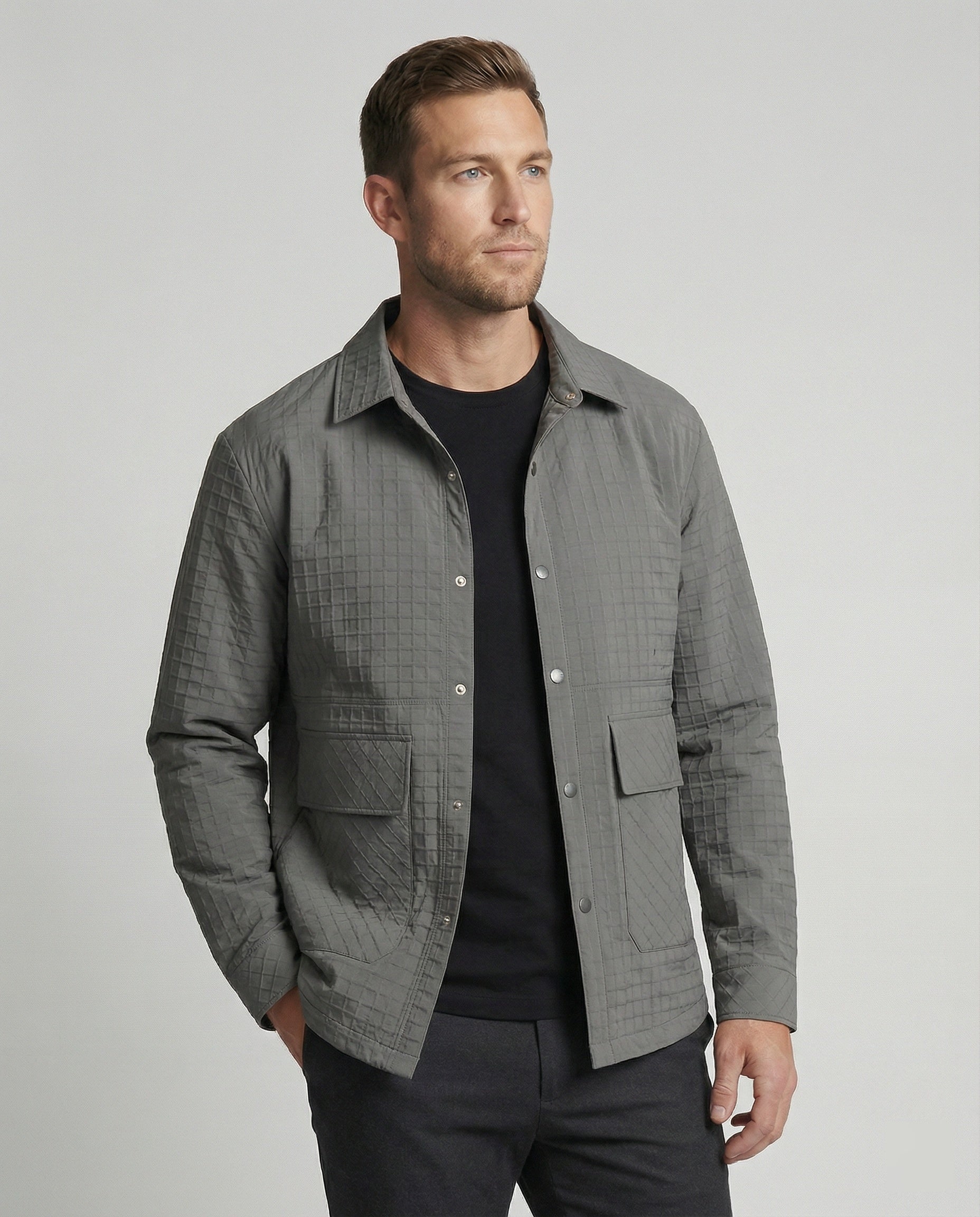 Herren Steppjacke Gesteppt mit Karosteppe und Taschen - BerlinGlamour