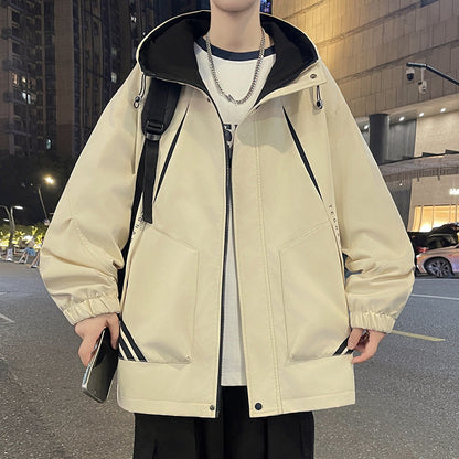 Herren Windjacke Leicht Verstellbares Kapuzenjacket