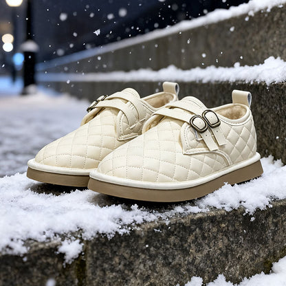 Damen Mokassins Flauschig Warme Schnalle Schuhe