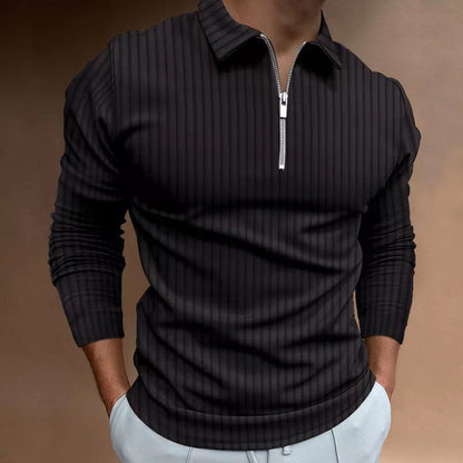 Herren Sportshirt Langarm Reißverschluss Funktionsshirt