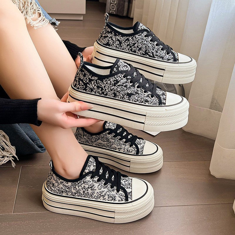 Damen Plateausneaker Höhe Hochzeitsschuhe mit Gummisohle Stabil