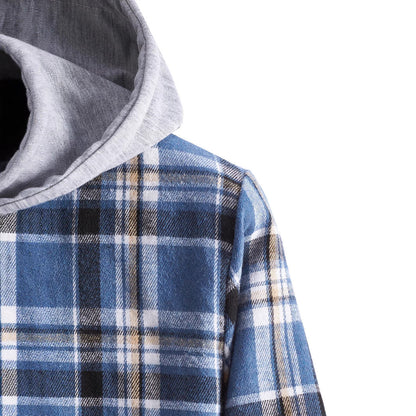 Herren Flanellhemd Kapuze Warm Modern