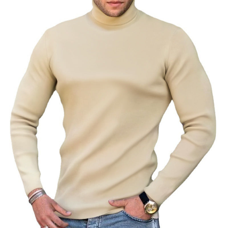Herren Rollkragenpullover Fein Strick Modern Schwarz