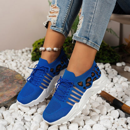 Damen Sneaker Sportlich Leopardenmuster Atmungsaktiv