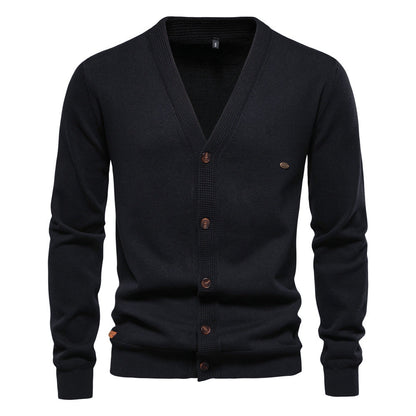 Herren Strickjacke V-Ausschnitt Modern Holzknöpfe