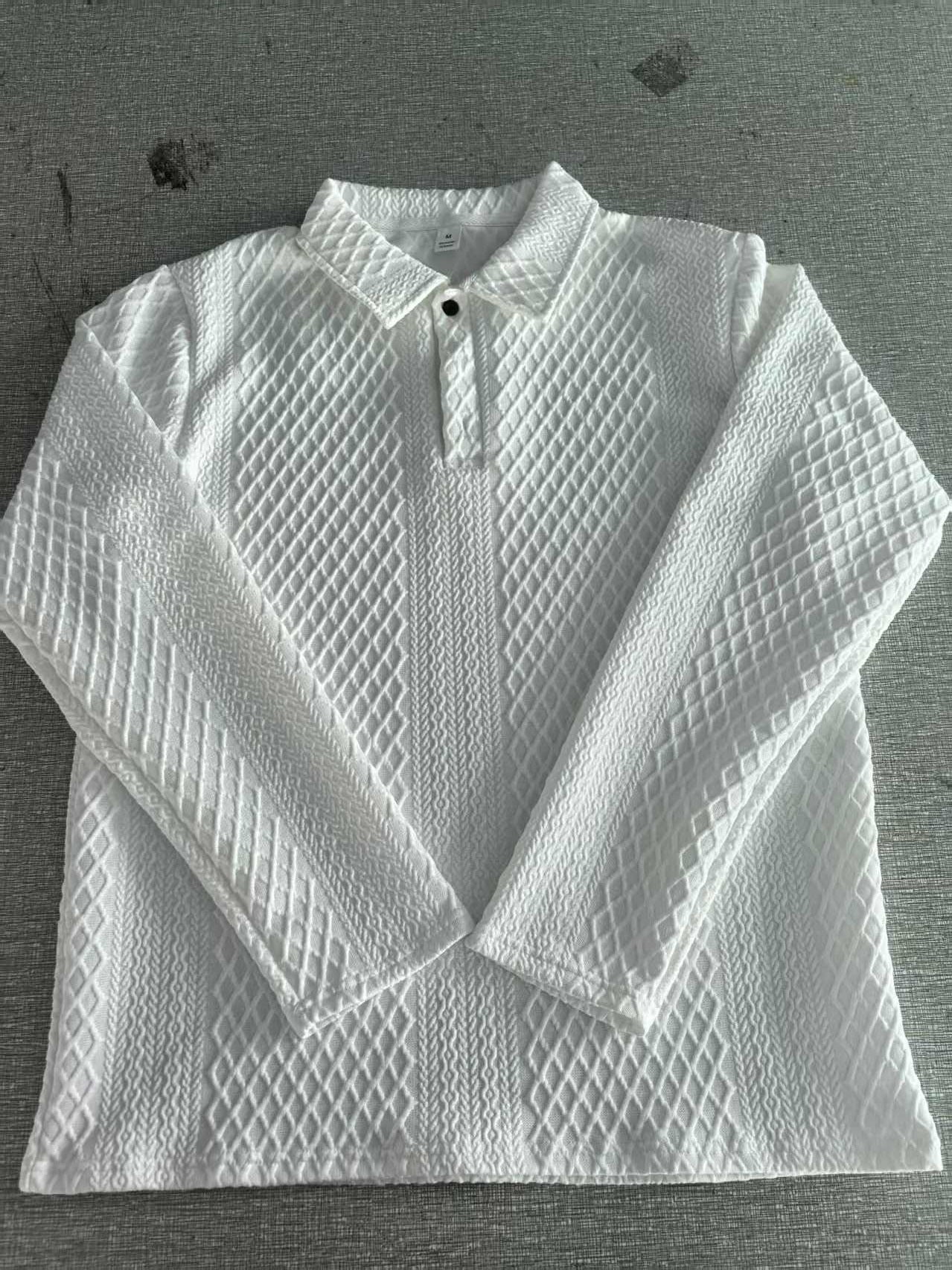 Herren Polohemd Langarm Modern Strukturiert Elegent