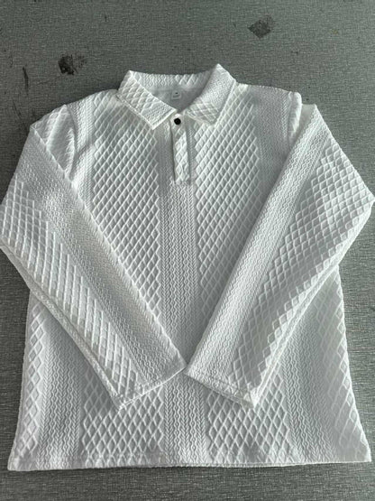 Herren Polohemd Langarm Modern Strukturiert Elegent