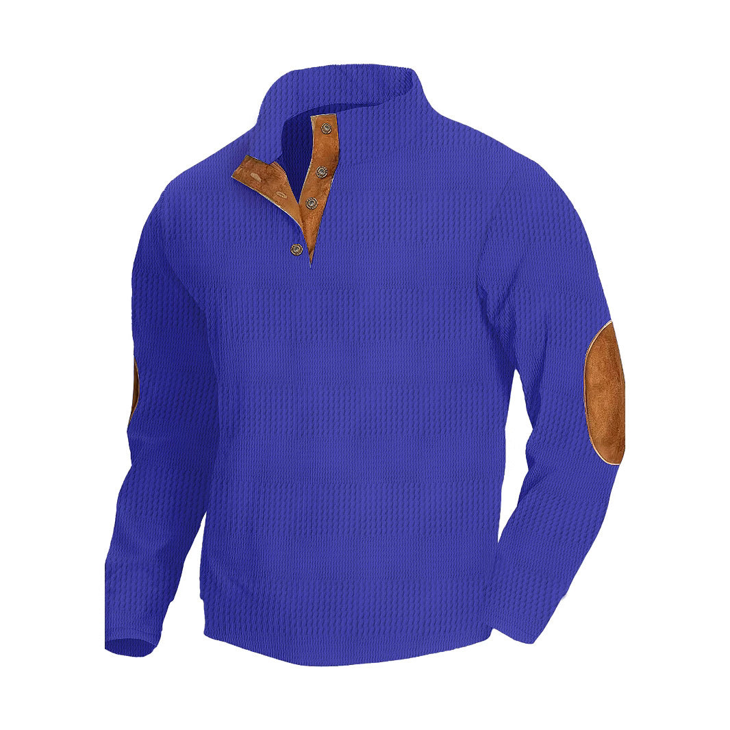 Herren Pullover Lässig Waffelmuster mit Kunstleder