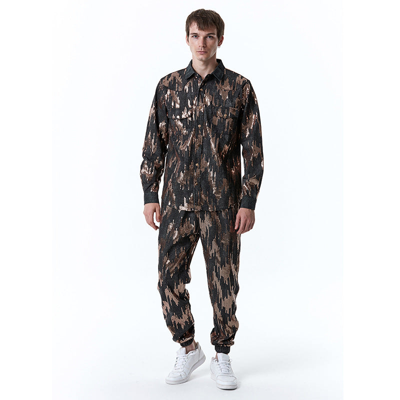 Herren Jogginganzug Glitzer Muster Sportlich Moderne
