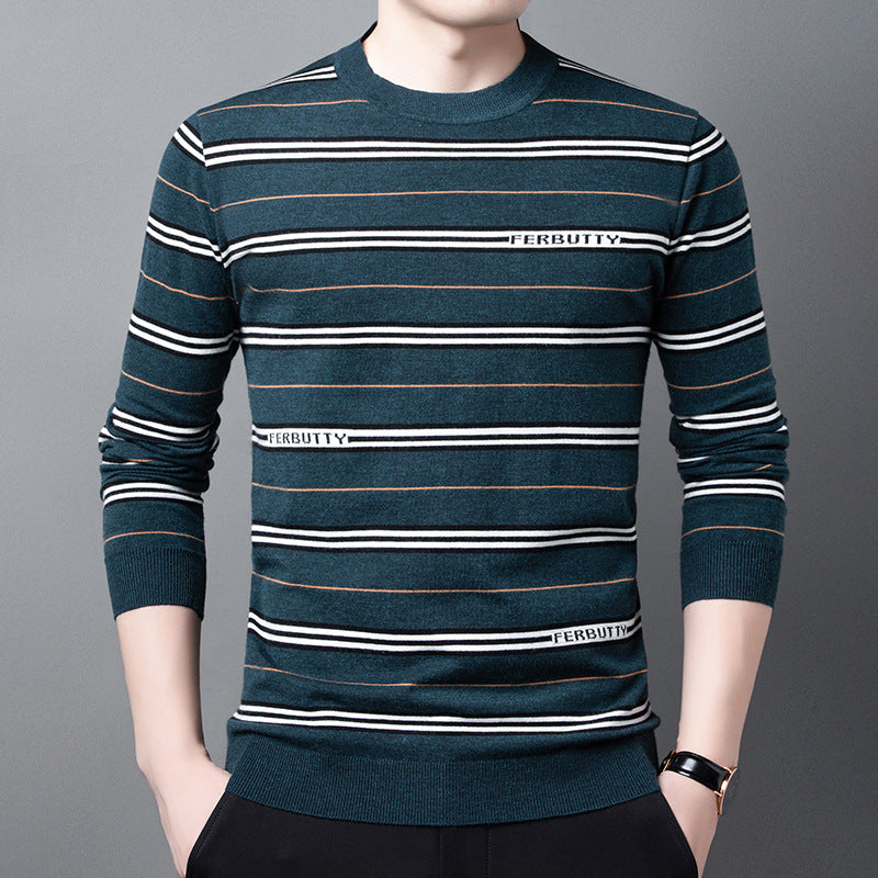 Herren Strickpullover Modern Streifenmuster Rundhals - BerlinGlamour