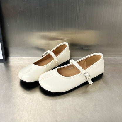 Damen Ballerinas Geflochtener Riemen Weiches Innenfutter