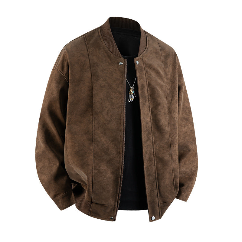 Herren Bomberjacke Leder Style Modern