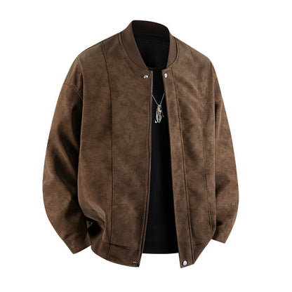 Herren Bomberjacke Leder Style Modern