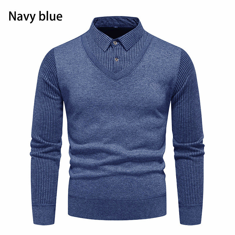 Herren Pullover V-Ausschnitt Modern mit Kragen