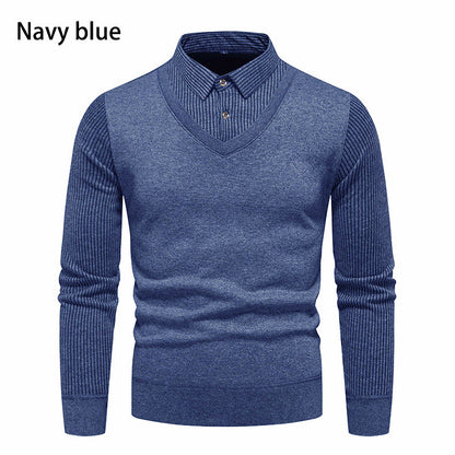 Herren Pullover V-Ausschnitt Modern mit Kragen