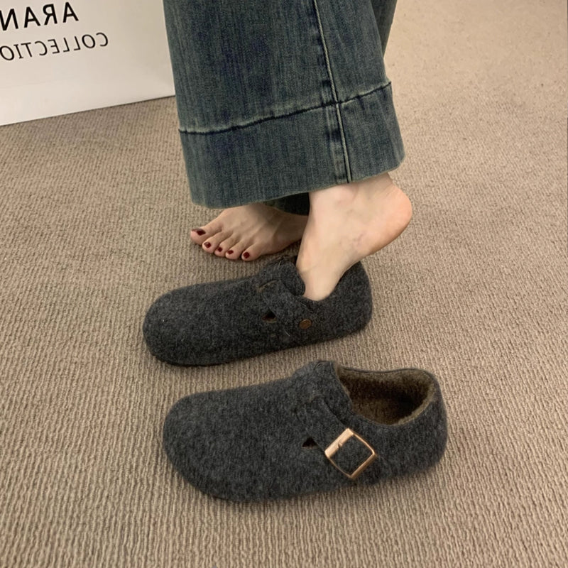Damen Filzschuhe Bequem Riemchen Clogs Warm - BerlinGlamour