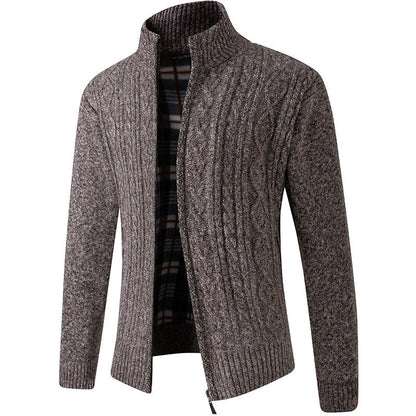 Herren Strickjacke Modern mit Kragen und Zopfmuster