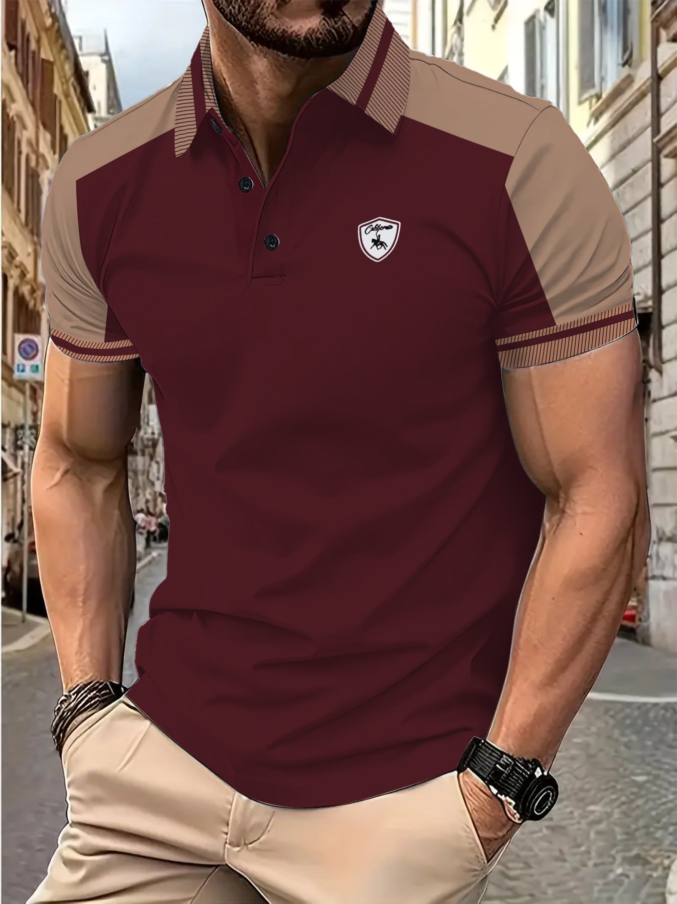 Herren Polohemd Modern Sportlich Farben