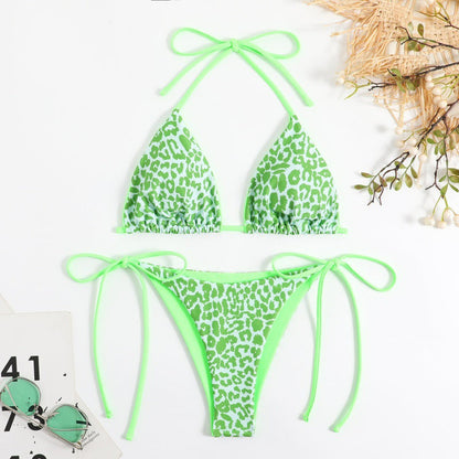 Damen Bikini Leopardenmuster mit Verstellbaren Trägern Sexy