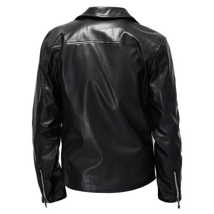 Herren Lederjacke Bikerstyle Schwarz Mit Reißverschluss