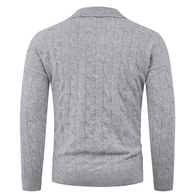 Herren Strickpullover Modern Zopfmuster Polokragen