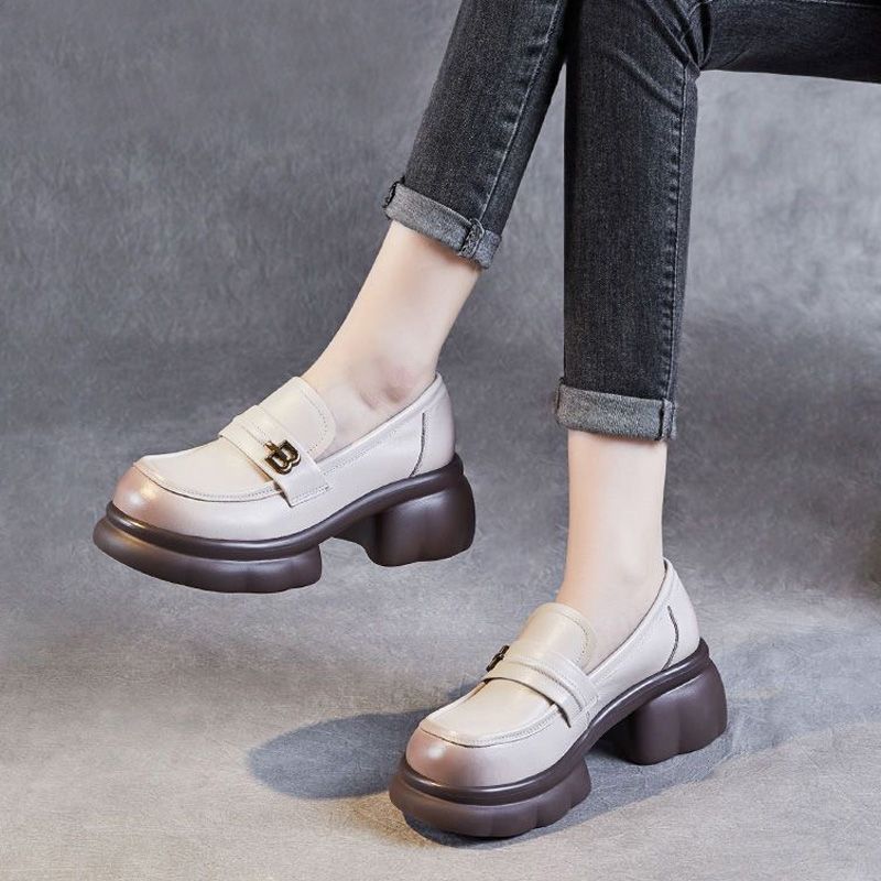 Damen Loafer Schuhe Plateau Schnalle Elegent Schwarz - BerlinGlamour