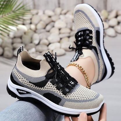 Damen Laufschuhe Atmungsaktiv Mesh Leicht mit elastischer Schnürung