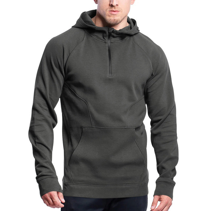 Herren Kapuzenpullover Halbzipper Modern Sportlich