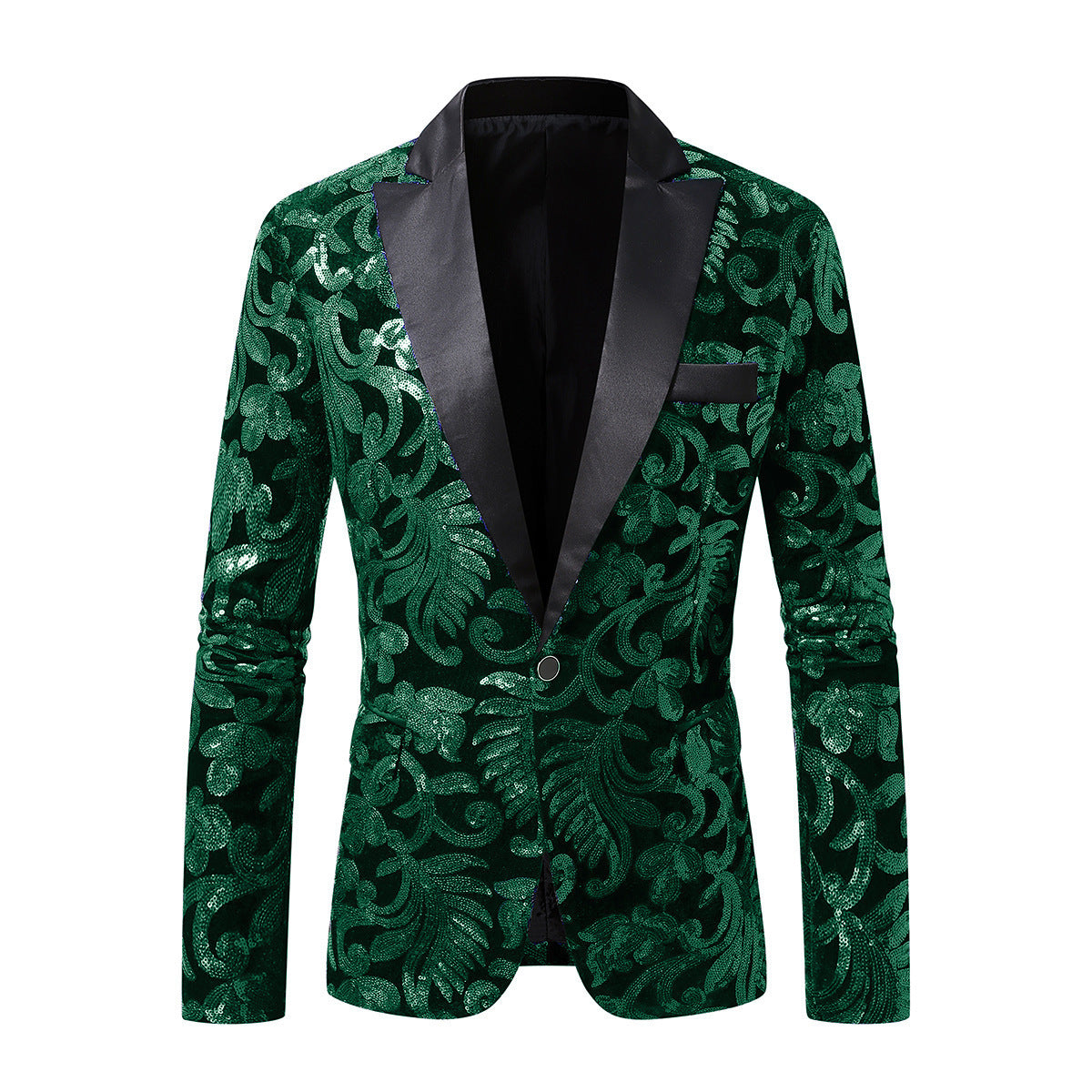 Eleganter Herren Blazer Pailletten Luxus Floral Design