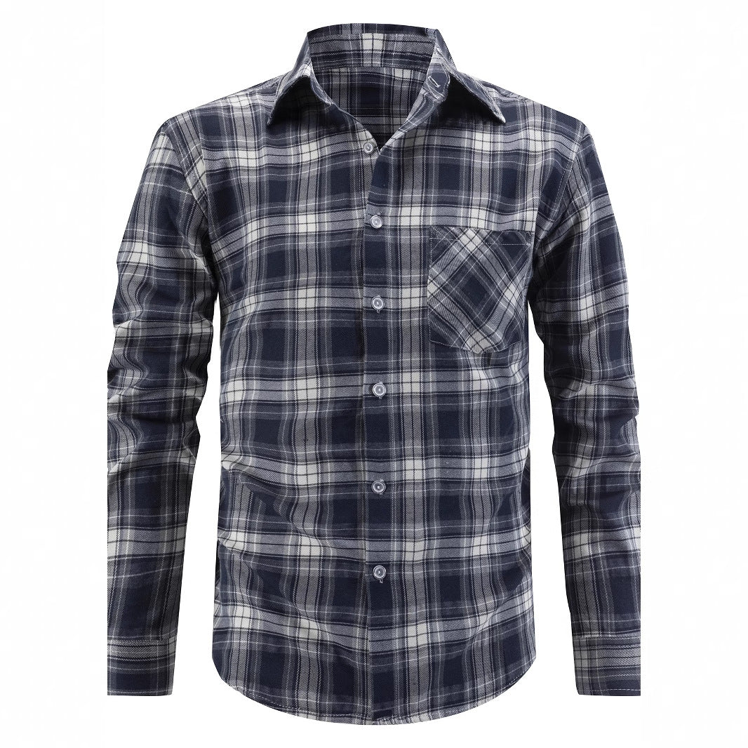 Herren Flanellhemd Lässig mit Brusttasche Grün Casual