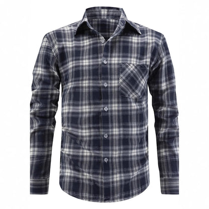 Herren Flanellhemd Lässig mit Brusttasche Grün Casual