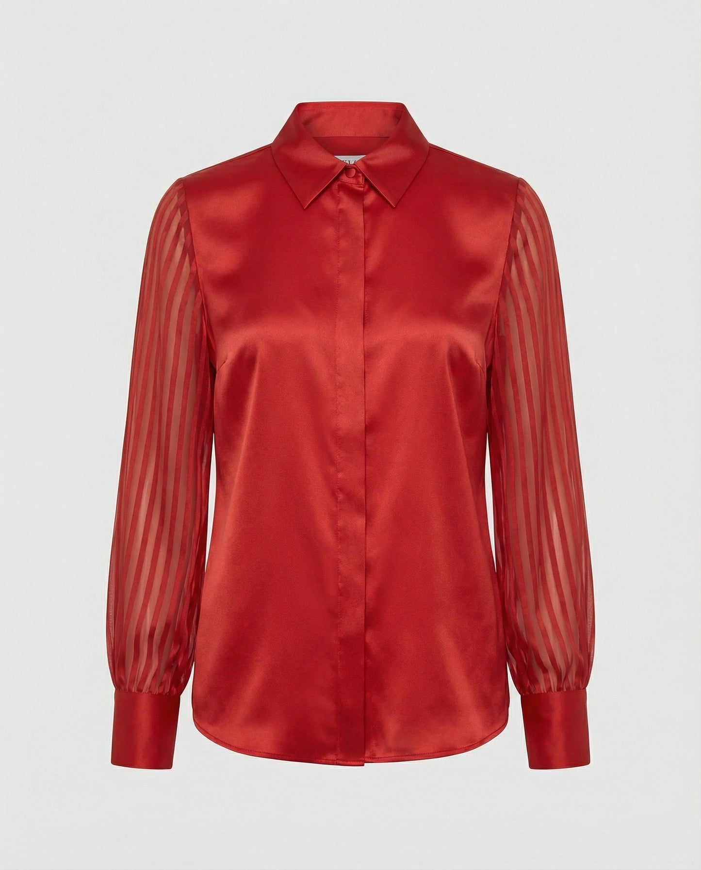 Elegante Damenbluse Satin Puffärmel Transparent