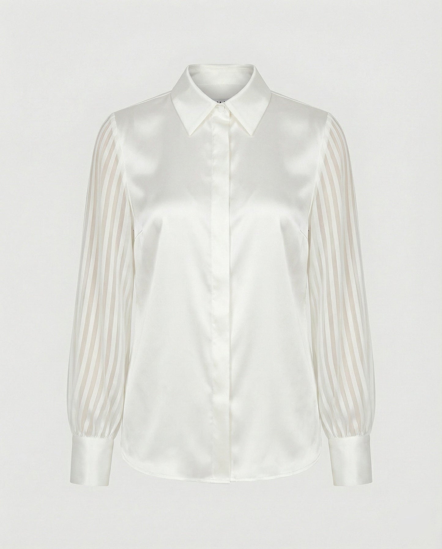 Elegante Damenbluse Satin Puffärmel Transparent