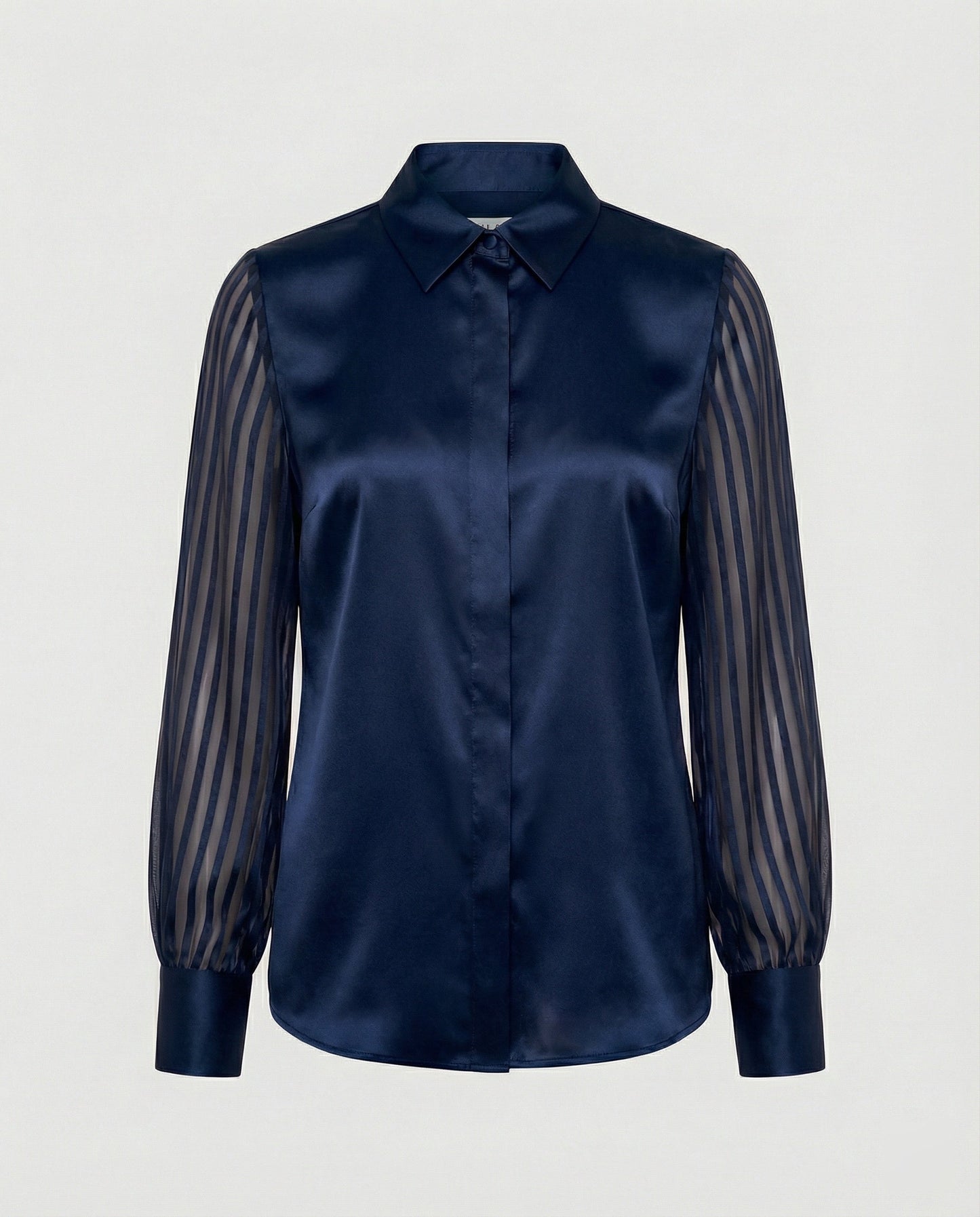 Elegante Damenbluse Satin Puffärmel Transparent