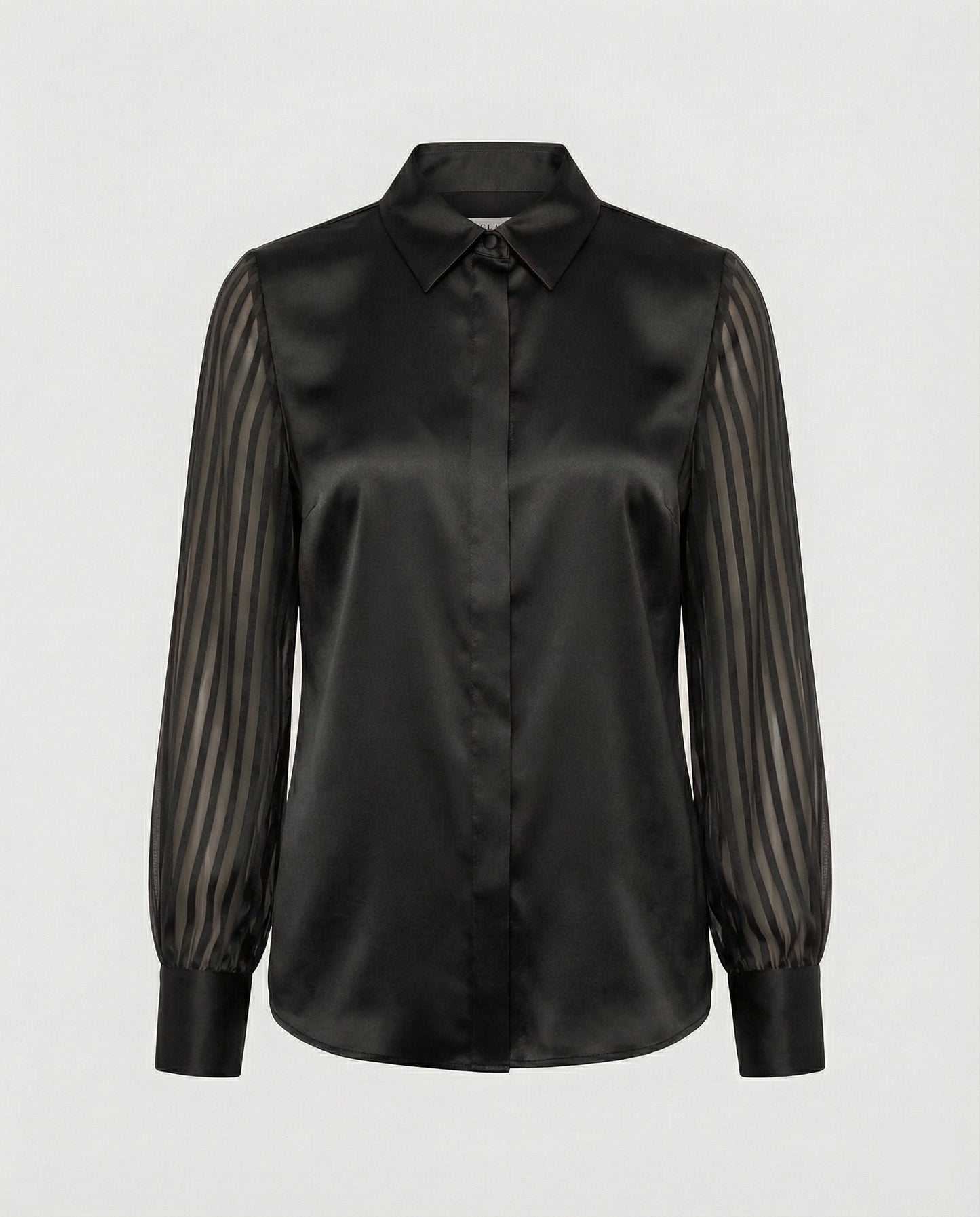 Elegante Damenbluse Satin Puffärmel Transparent