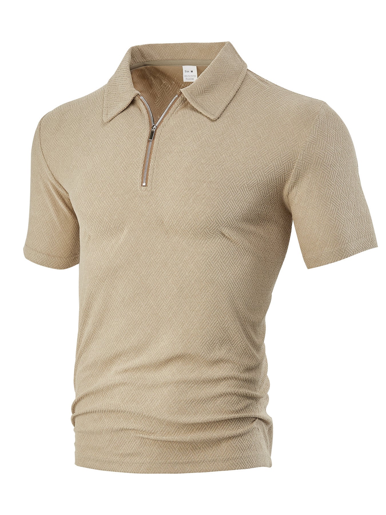 Herren Poloshirt Strukturiert Modern Reißverschluss