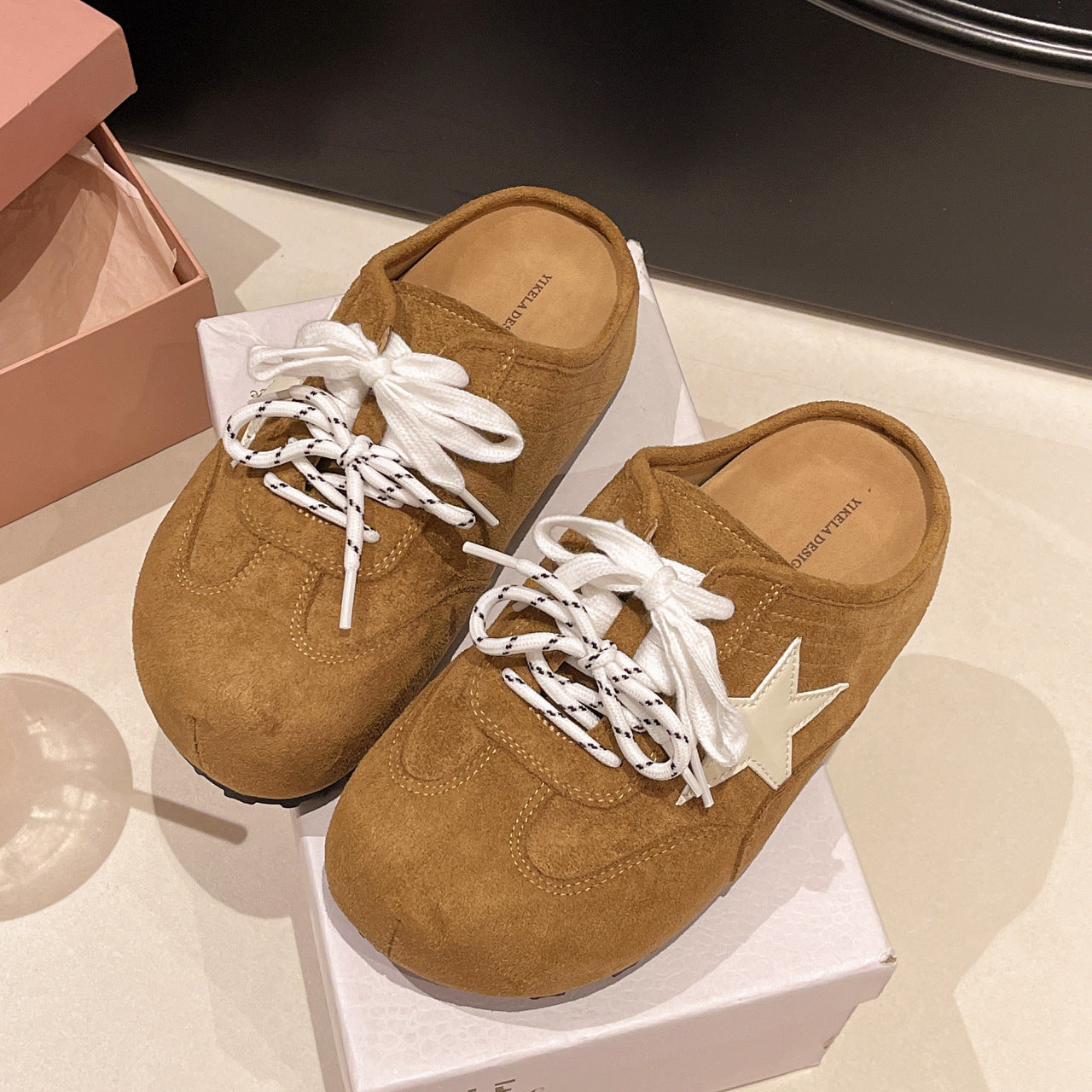 Damen Clogs Bequem Sternemblem Rutschfest