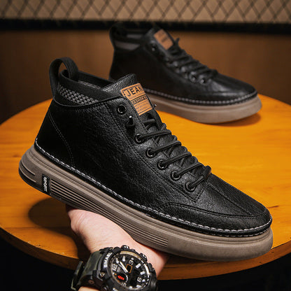 Damen High-Top Sneaker Leder Schwarz Elegantes Design