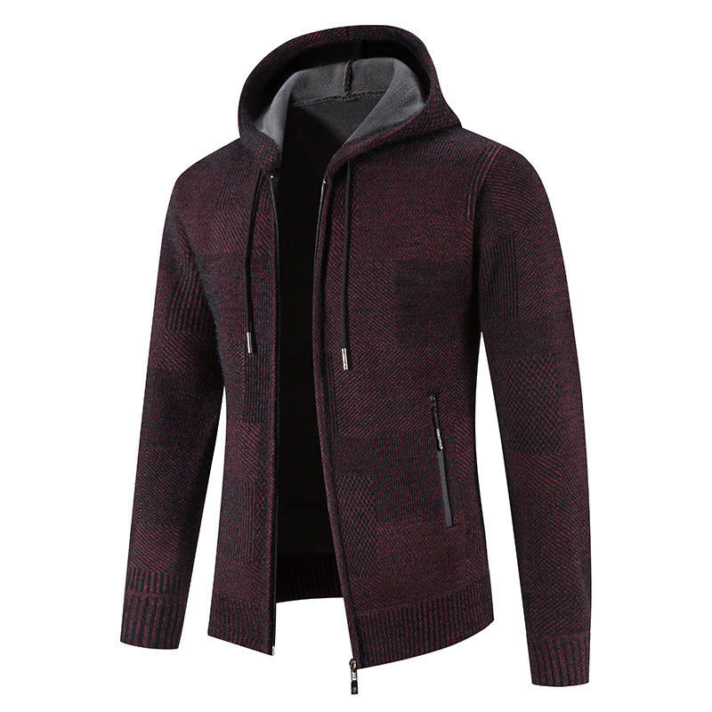Herren Strickjacke Kapuze Modern Strick Design