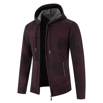 Herren Strickjacke Kapuze Modern Strick Design