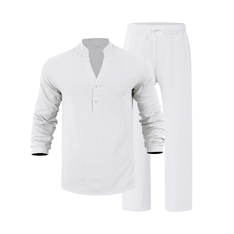 Herren Freizeit Set Langarm Hemd & Hose Bequem