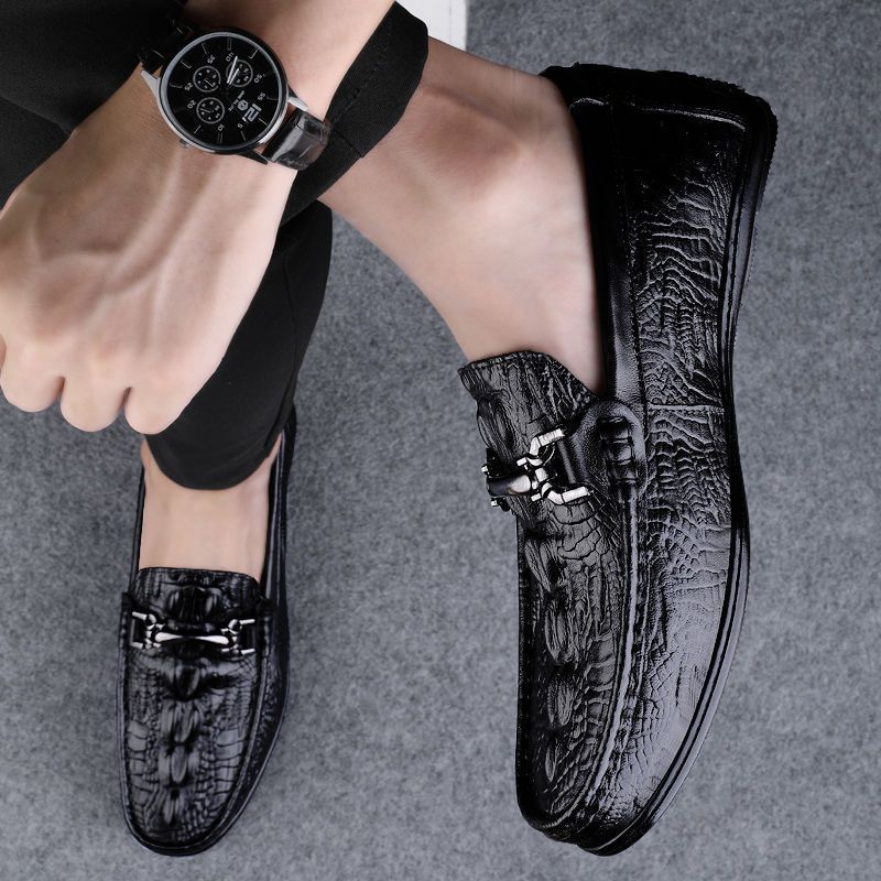 Herren Mokassins aus Leder Elegant Schwarze Luxus Schuhe