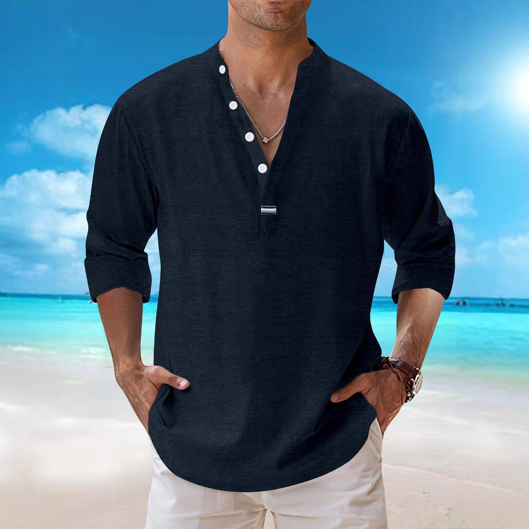 Herren Langarmhemd Modern Slim Fit Knopfleiste