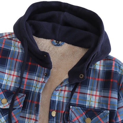 Herren Flanelljacke Wattierte Winterjacke Mit Abnehmbarem Kapuzenfutter