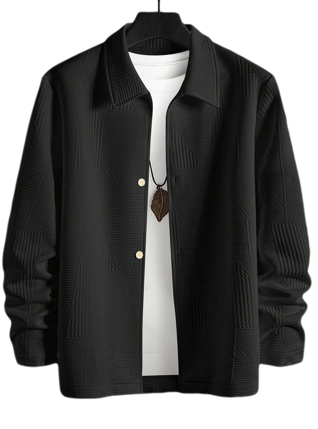 Herren Hemdjacke Modern Strukturiert Knöpfe Elegant