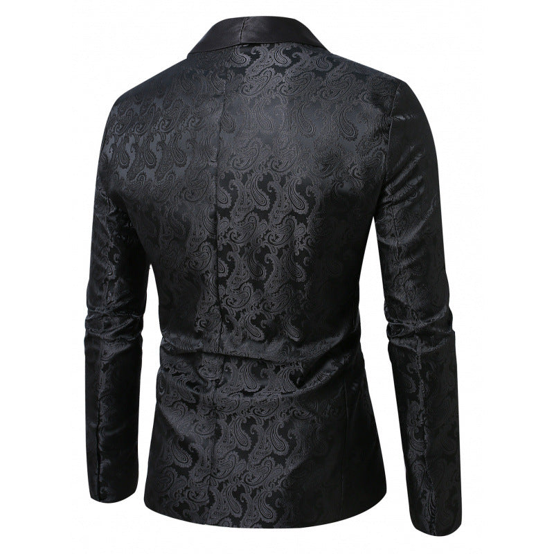 Herren Smoking Blazer Satin schwarz mit Muster Elegant